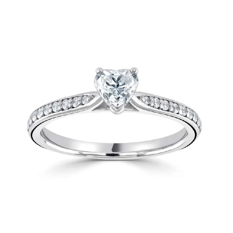 Custom - Designed Diamond Rings to Reflect Your PersonalityThe Sweetheart Platinum Heart Cut Diamond Solitaire Engagement Ring With Diamond Set Shoulders