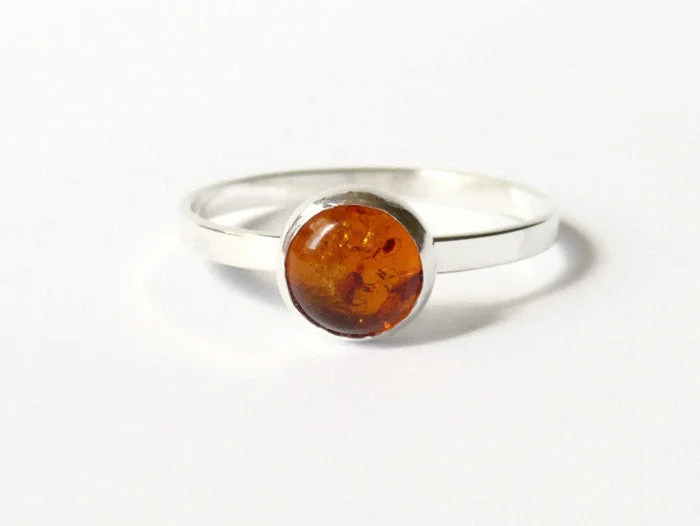 Amethyst Gemstone Rings in a Vintage - Style SettingSilver gemstone ring amber ring sterling silver ring mineral stone ring honey golden stacking ring