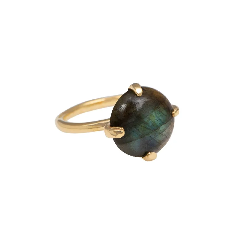 Ruby Gemstone Rings with Diamond AccentsRound Cabochon Labradorite Ring in Gold Plated Sterling Silver