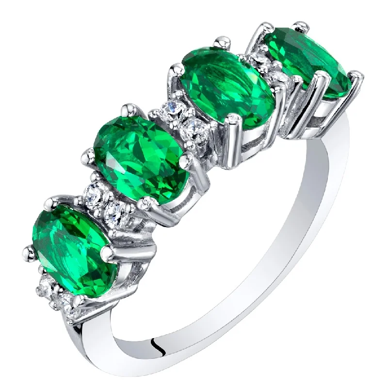 Sapphire Gemstone Rings in a Cathedral SettingSterling Silver 2 ct Created Emerald Birthstone Ring