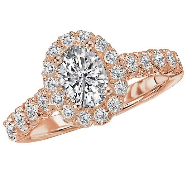 14KT GOLD 1.75 CTW DIAMOND MICRO-SET OVAL HALO RING