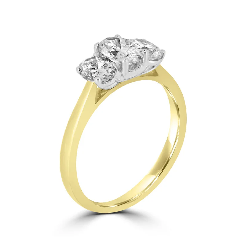 Custom - Designed Diamond Rings to Reflect Your Personality18ct Yellow Gold And Platinum 0.67ct Oval Cut Diamond Three Stone Engagement Ring