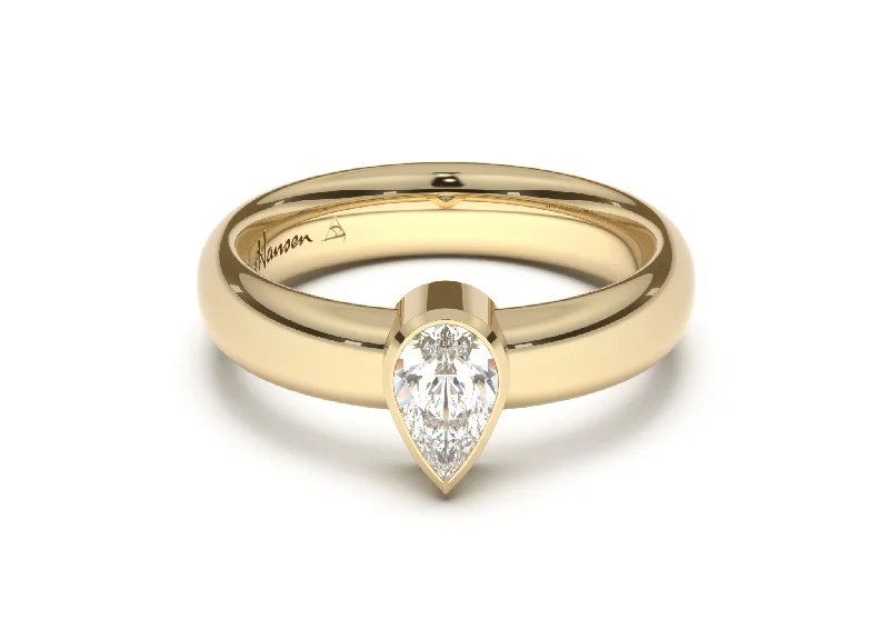 Three - Stone Diamond Rings with Princess - Cut DiamondsPear Modern Engagement Ring, Yellow Gold