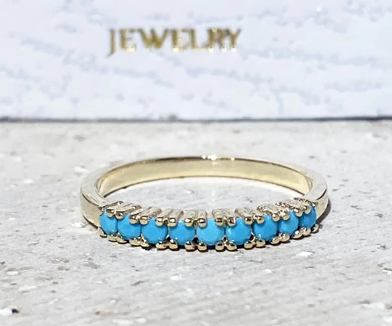 Amethyst Gemstone Rings in a Vintage - Style SettingTurquoise Ring - Sleeping Beauty Turquoise - December Ring - Half Eternity Ring - Prong Ring - Turquoise Jewelry - Gold Ring - Simple Ring