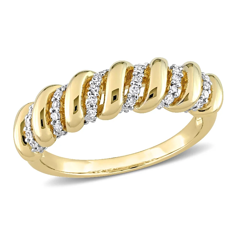 Three - Stone Diamond Rings with Princess - Cut DiamondsMiadora 1/5ct TDW Diamond Swirl Anniversary Band in 14k Yellow Gold