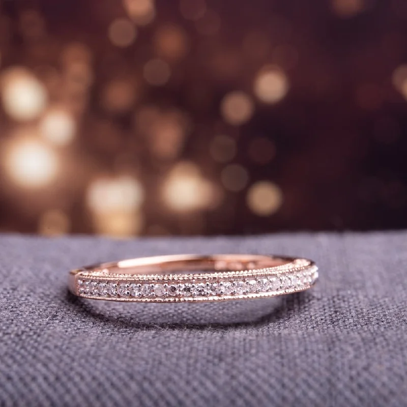 Amethyst Gemstone Rings in a Vintage - Style SettingMiadora 10k Rose Gold 1/10ct TDW Diamond Stackable Anniversary Band