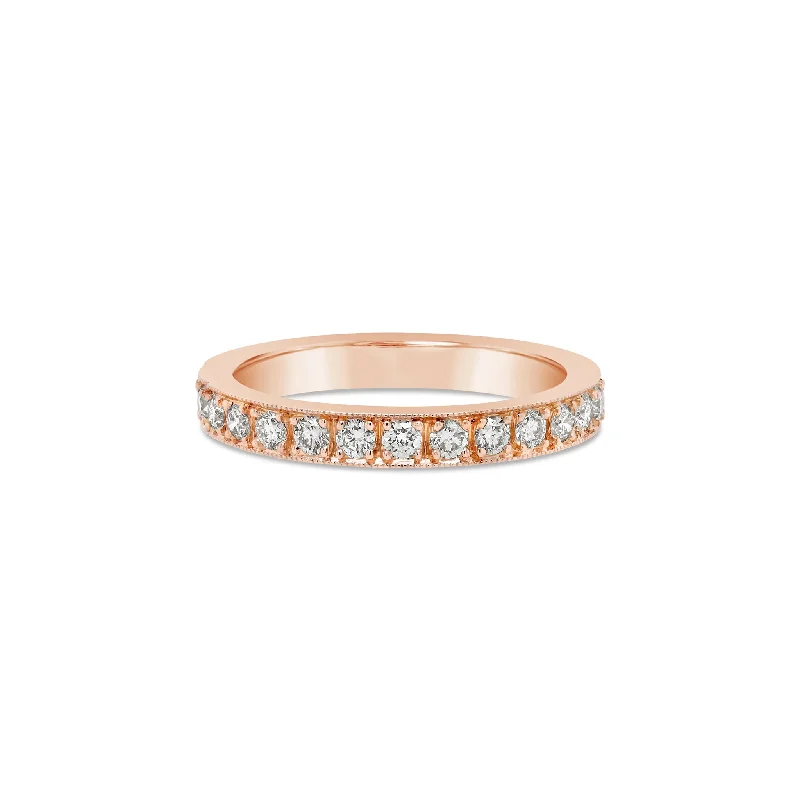 Thread-Set Round Brilliant Cut Diamond Ring - 18ct Rose Gold