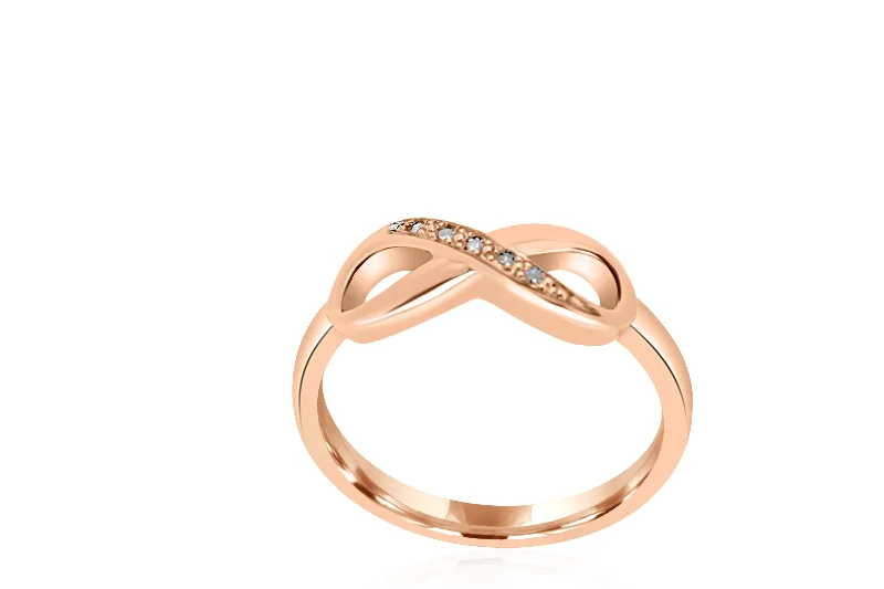 Halo - Style Diamond Rings with Smaller Accent Diamonds9k Rose Gold Infinity Diamond Ring