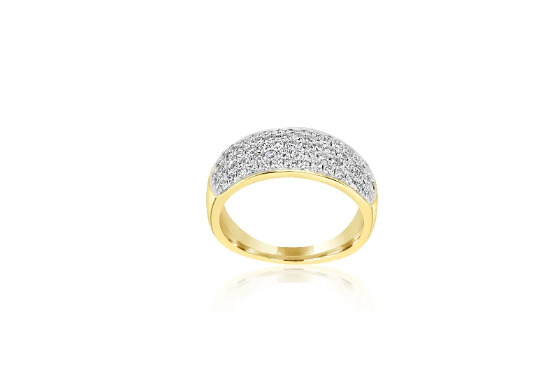 Three - Stone Diamond Rings with Princess - Cut Diamonds18K Yellow Gold Pave Set Diamond Ring / Band