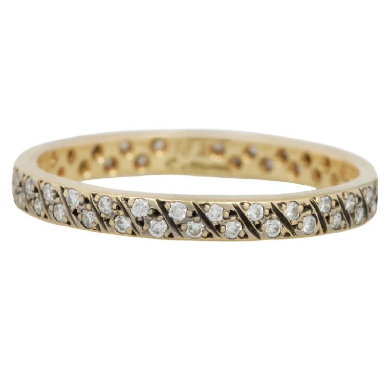 Diagonal Antiqued Diamond Eternity Band