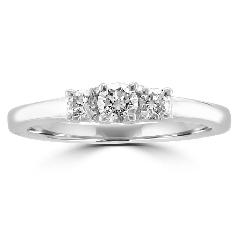 14KT White Gold 1/3 CTW Diamond 3 Stone Ring