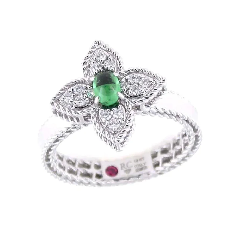 Custom - Designed Diamond Rings to Reflect Your PersonalityRoberto Coin 18ct White Gold Green Tsavorite And Diamond Princess Flower Ring ADV777RI1218