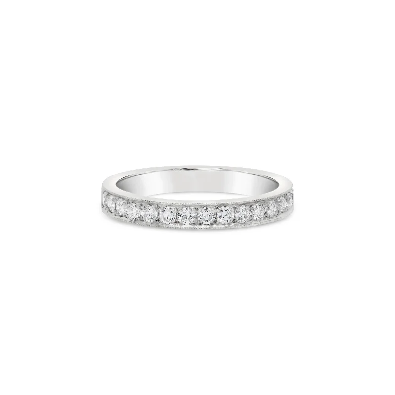 Thread-Set Round Brilliant Cut Diamond Ring - Platinum