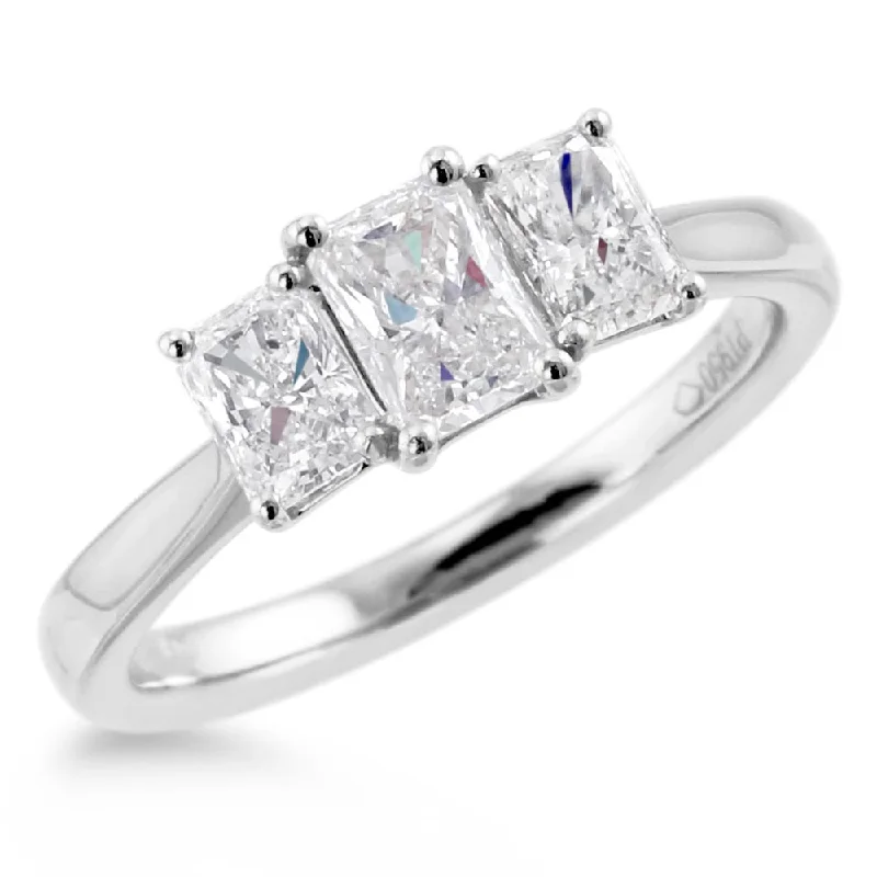 Three - Stone Diamond Rings with Princess - Cut DiamondsPlatinum 1.15ct Radiant Cut Diamond Three Stone Engagement Ring