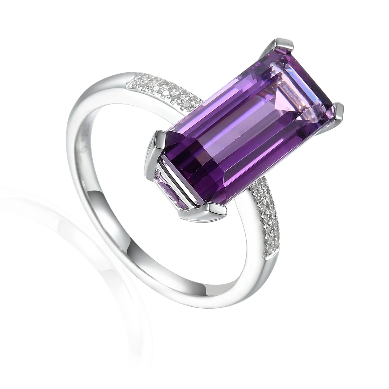 Custom - Designed Diamond Rings to Reflect Your Personality18ct White Gold 4.34ct Octagon Cut Amethyst Ring With 0.08ct Diamond Set Shoulders