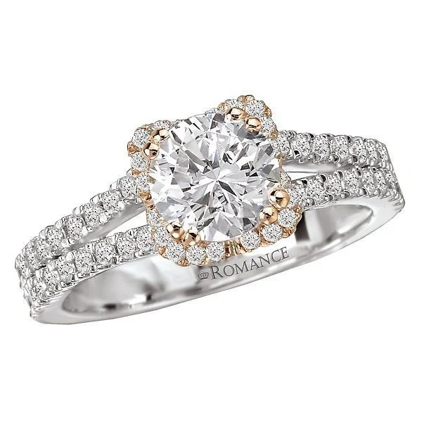 14KT GOLD 1.50 CTW DIAMOND SPLIT V-SHANK HALO RING