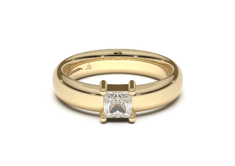 Vintage - Inspired Diamond Rings with Filigree WorkPrincess Classic Engagement Ring, Yellow Gold