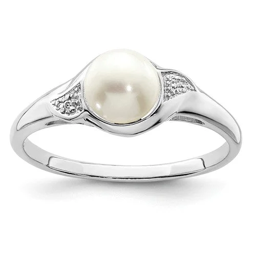 Multi - Gemstone Rings with a Rainbow of ColorsSterling Silver Diamond And Freshwater Cultured Pearl Ring