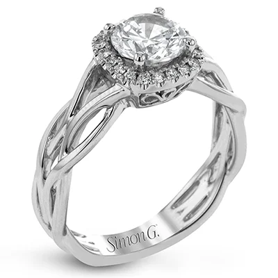 Halo - Style Diamond Rings with Smaller Accent DiamondsEngagement Ring in 18k Gold with Diamonds