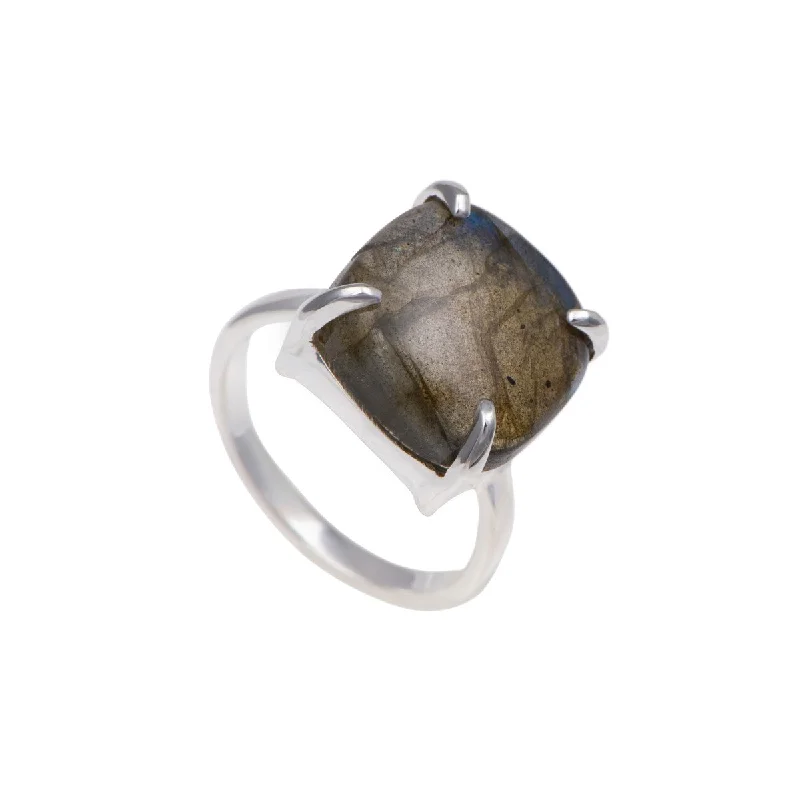 Sapphire Gemstone Rings in a Cathedral SettingSquare Cabochon Labradorite Ring in Sterling Silver