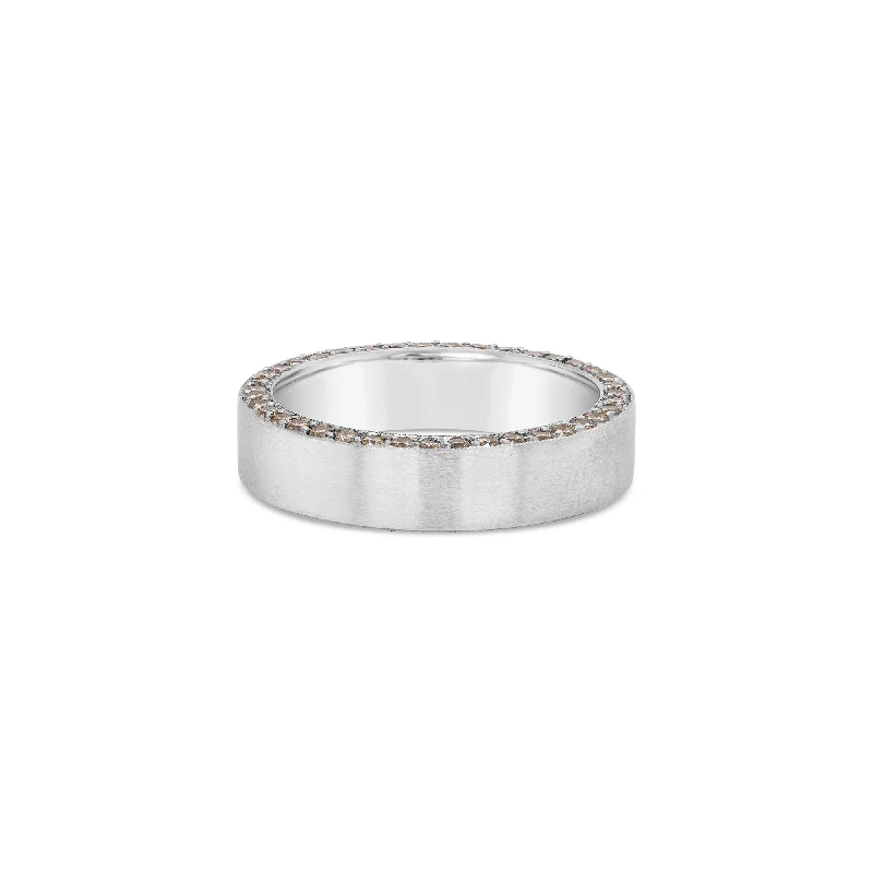 Brushed Cognac Diamond Ring - 18ct White Gold