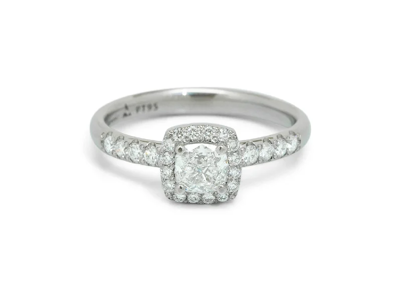 Vintage - Inspired Diamond Rings with Filigree WorkCushion Diamond Halo Ring, White Gold & Platinum