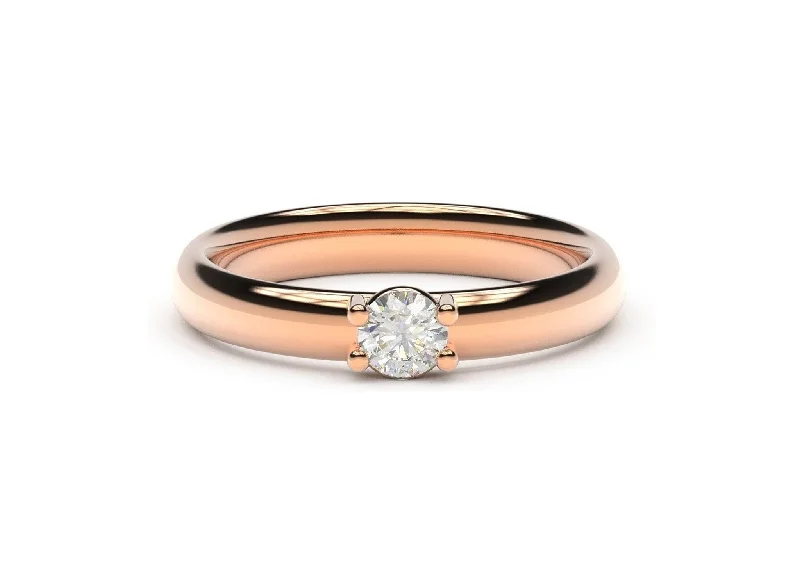 Solitaire Diamond Rings in Platinum SettingsContemporary Engagement Ring - Slim, Red Gold