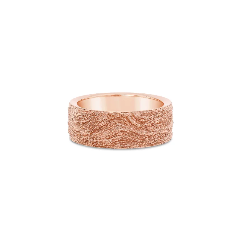 Woodgrain Effect Ring - 18ct Rose Gold