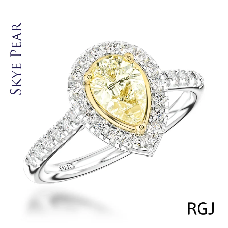 Custom - Designed Diamond Rings to Reflect Your PersonalityThe Skye Platinum And 18ct Yellow Gold 0.39ct Pear Cut Yellow Diamond Engagement Ring With 0.27ct Diamond Halo And Diamond Set Shoulders