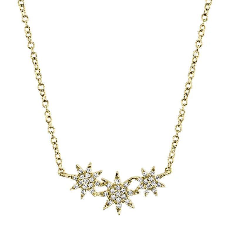 CELESTE 0.09CT TRIPLE DIAMOND STAR PENDANT NECKLACE