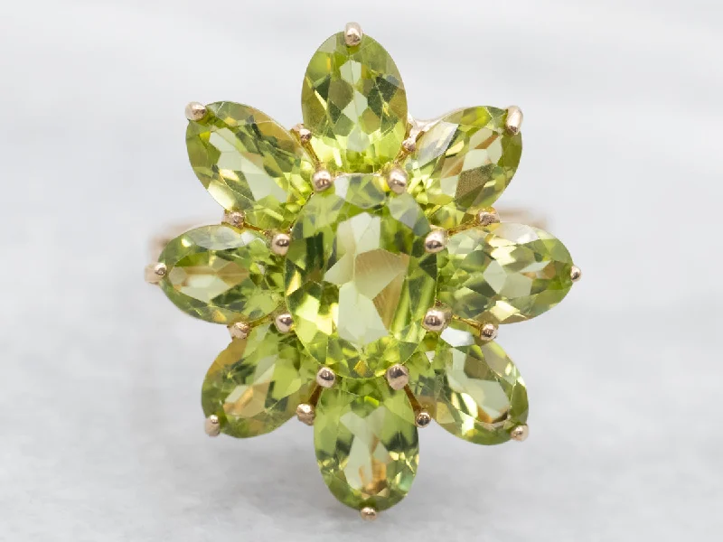 Ruby Gemstone Rings with Diamond AccentsYellow Gold Peridot Flower Cluster Ring