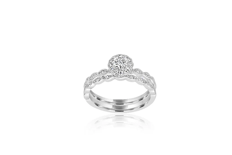 Custom - Designed Diamond Rings to Reflect Your Personality18k White Gold Diamond Rings-Bridal Set