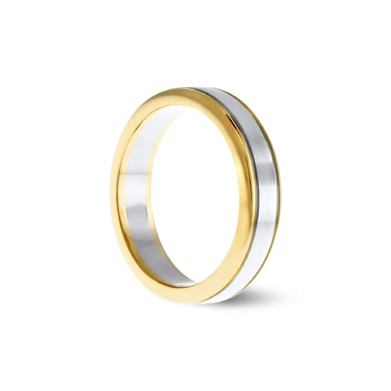 Two-Tone Metal Ring - 18ct White & Yellow Gold