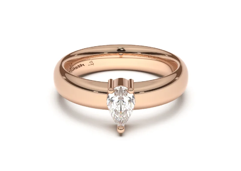 Three - Stone Diamond Rings with Princess - Cut DiamondsPear Classic Engagement Ring, Red Gold