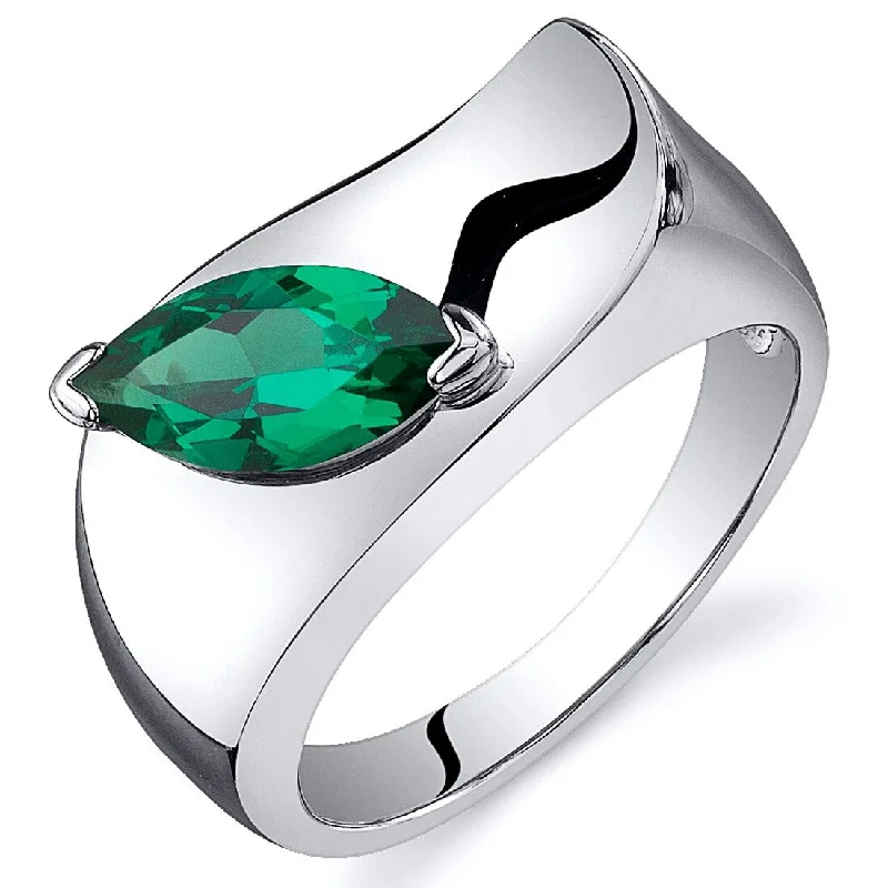 Sapphire Gemstone Rings in a Cathedral SettingSterling Silver 1 ct Created Emerald Solitaire Ring