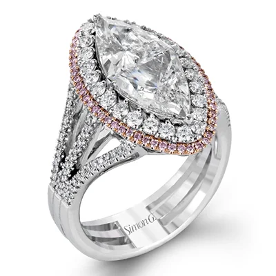 Marquise-Cut Double-Halo Engagement Ring In 18k Gold With Diamonds