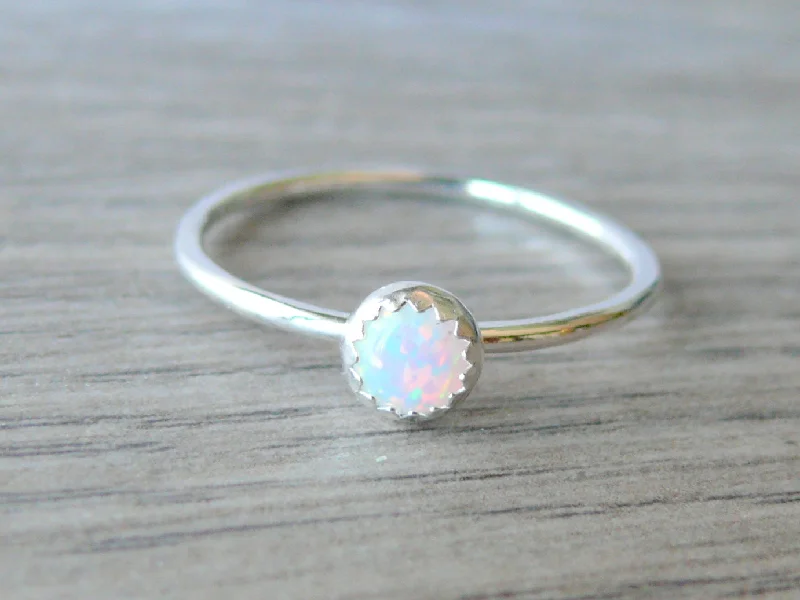 Multi - Gemstone Rings with a Rainbow of ColorsSimulated Opal Stacking Ring | .925 Sterling Silver