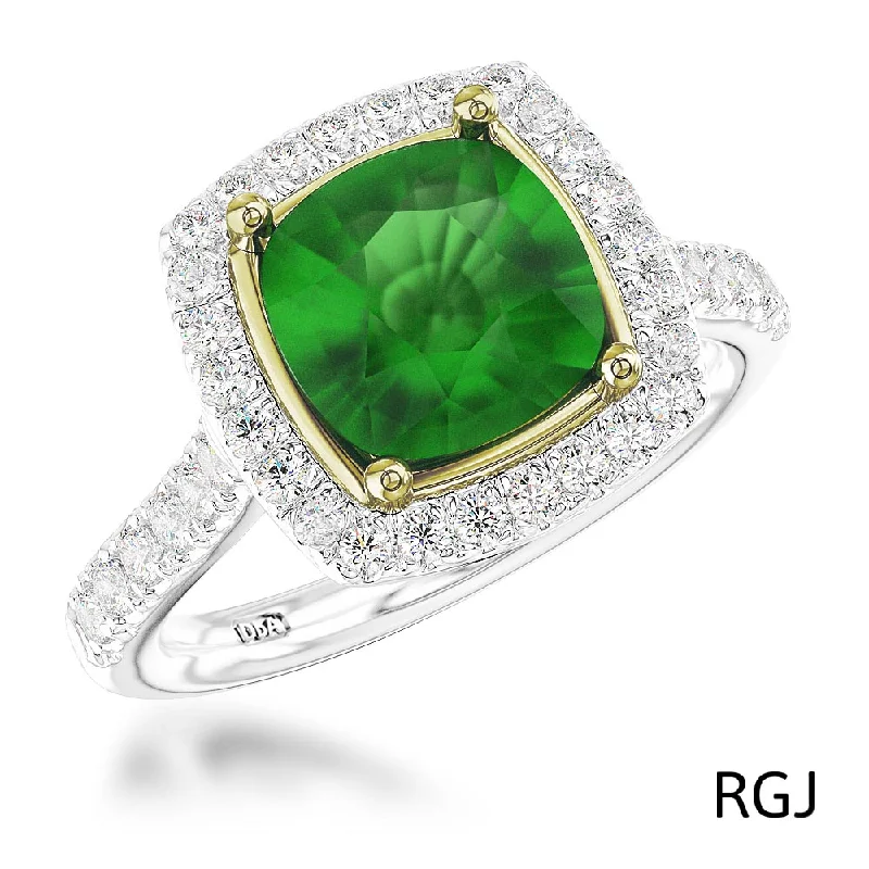 Custom - Designed Diamond Rings to Reflect Your PersonalityThe Skye Platinum And 18ct Yellow Gold 1.64ct Cushion Cut Green Tourmaline Ring With 0.42ct Diamond Halo And Diamond Set Shoulders