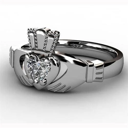 1/4 Carat Diamond Claddagh Engagement Ring WHITE-ASU2-25