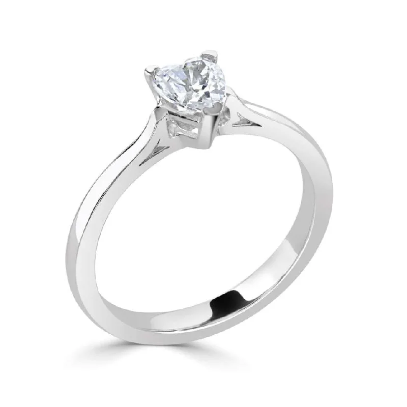 Halo - Style Diamond Rings with Smaller Accent DiamondsThe Sweetheart Platinum Heart Cut Diamond Solitaire Engagement Ring