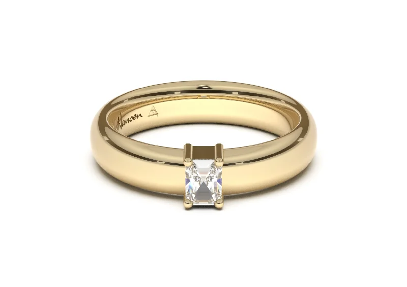 Halo - Style Diamond Rings with Smaller Accent DiamondsEmerald Cut Classic Engagement Ring, Yellow Gold