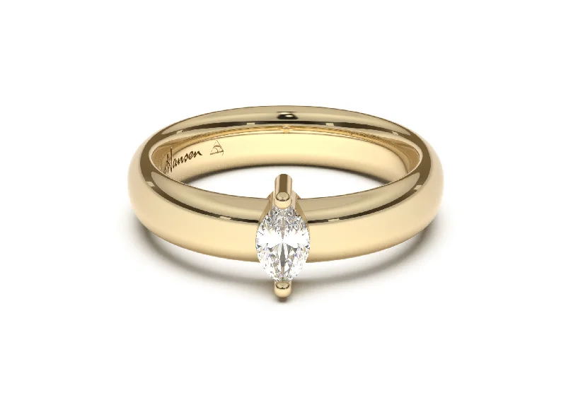 Solitaire Diamond Rings in Platinum SettingsMarquise Classic Engagement Ring, Yellow Gold