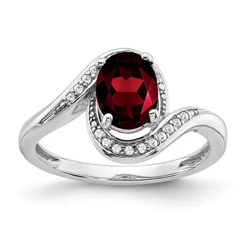 Sapphire Gemstone Rings in a Cathedral Setting14K White Gold Oval Garnet And Diamond Ring