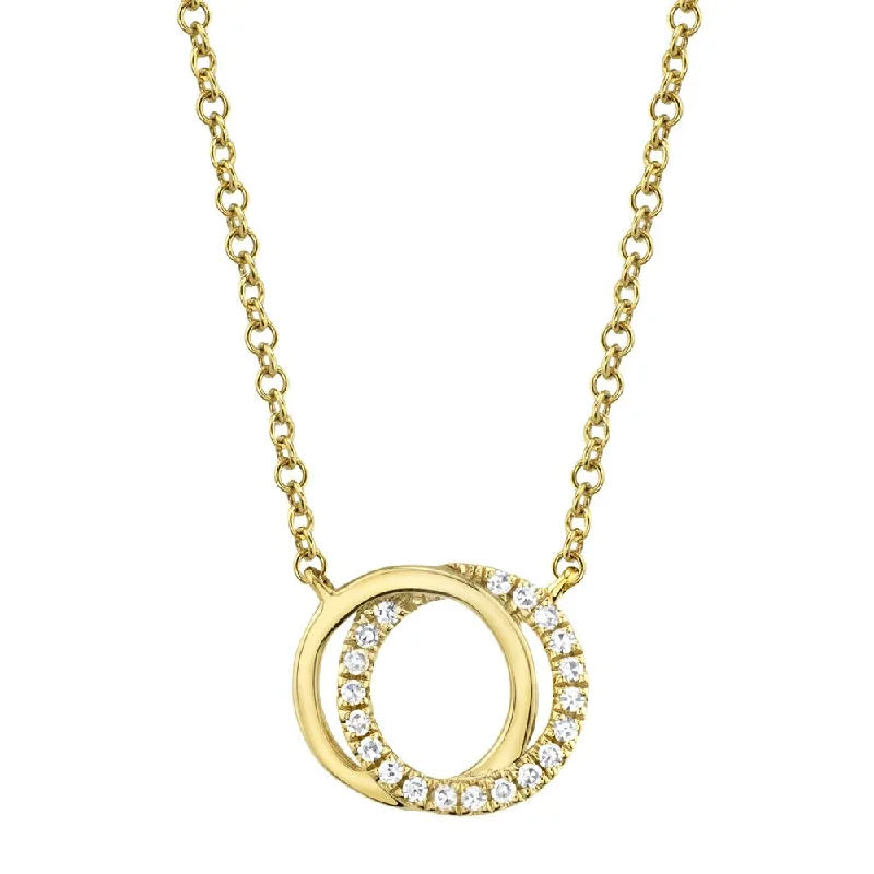 0.07CT DIAMOND LOVE KNOT CIRCLE PENDANT NECKLACE