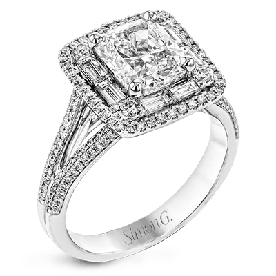 Halo - Style Diamond Rings with Smaller Accent DiamondsEngagement Ring in 18k Gold with Diamonds