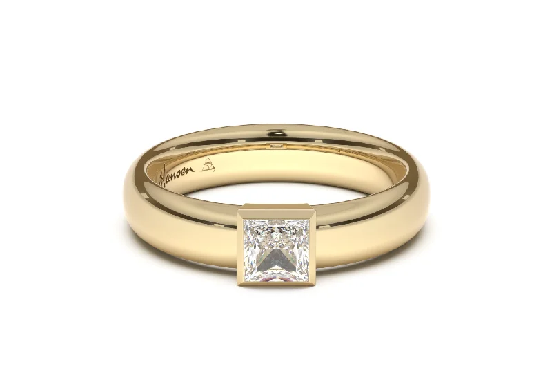 Halo - Style Diamond Rings with Smaller Accent DiamondsPrincess Elegant Engagement Ring, Yellow Gold