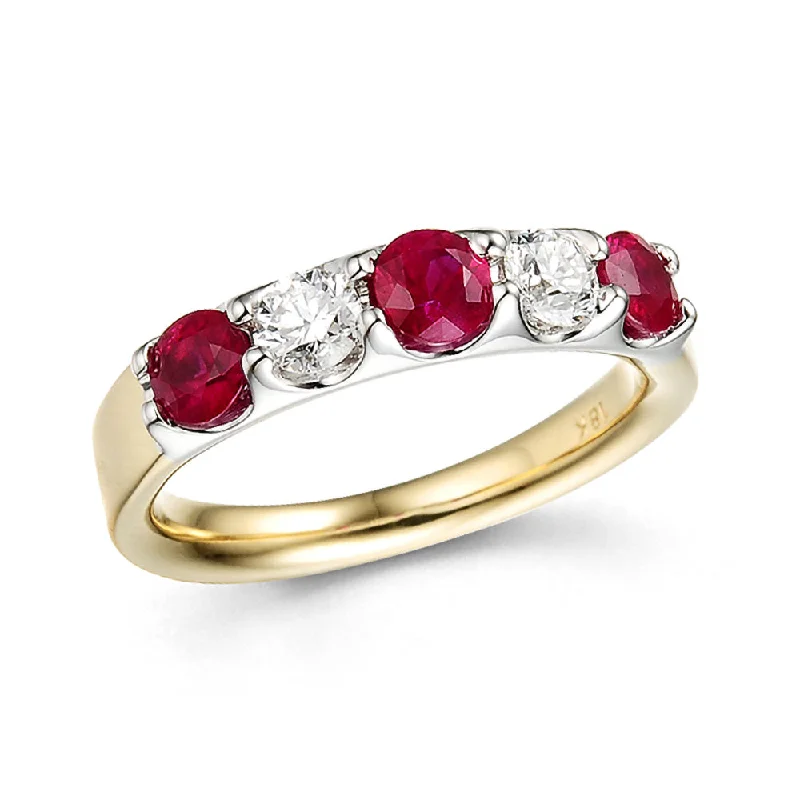 Solitaire Diamond Rings in Platinum Settings18ct Yellow And White Gold 0.95ct Ruby And 0.40ct Diamond Five Stone Ring