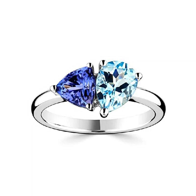 Solitaire Diamond Rings in Platinum Settings18ct White Gold 0.96ct Aquamarine And 0.90ct Tanzanite Ring