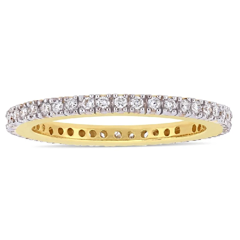 Three - Stone Diamond Rings with Princess - Cut DiamondsMiadora 14k Yellow Gold 1/4ct TDW Diamond Stackable Full-Eternity Wedding Band