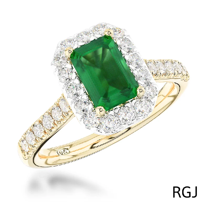 Custom - Designed Diamond Rings to Reflect Your PersonalityThe Evie 18ct Yellow Gold And Platinum 0.93ct Emerald Cut Emerald Ring With 0.47ct Diamond Halo And Diamond Set Shoulders